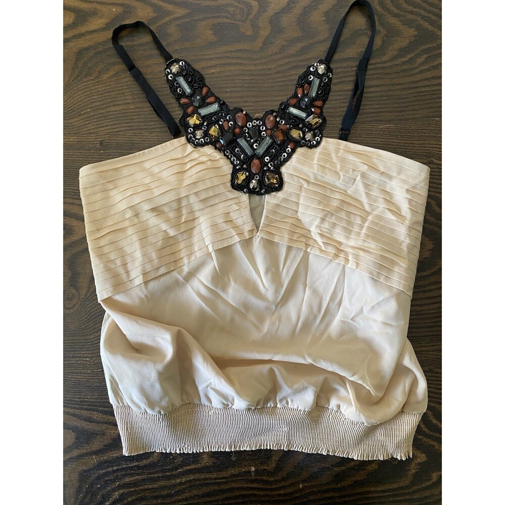 bebe y2k Vintage Silk Going Out Top Beaded Statement Size Small READ